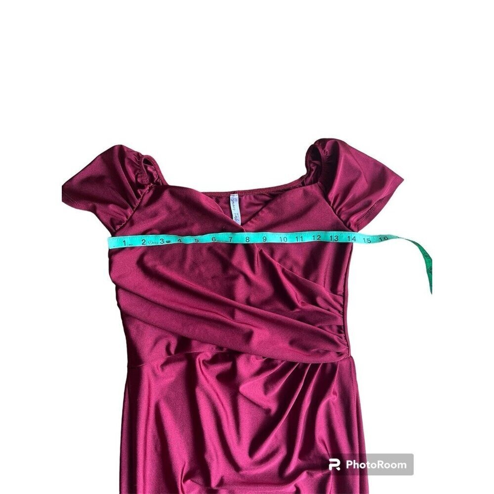 Gorgeous Prom Formal Wedding Dress Burgundy Gown Size M High Slit - Picture 5 of 6